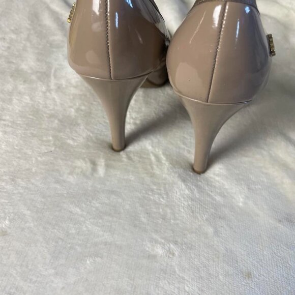 GUC Fergalicious Nude/Tan Open Toe Pumps size 7.5 - Picture 6 of 7